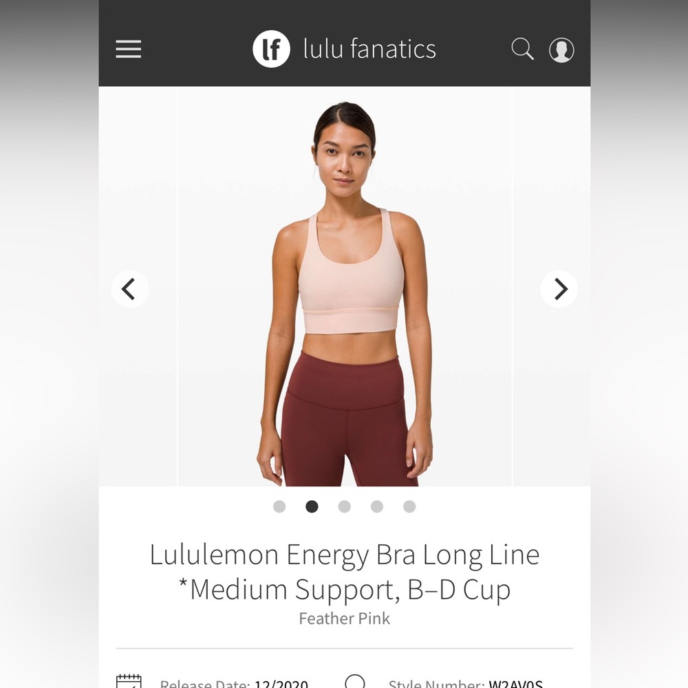 LULULEMON longline energy bra size 4